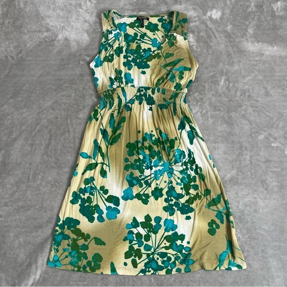 Daisy Fuentes Green White Floral Midi Dress Size Small Summer Garden Party